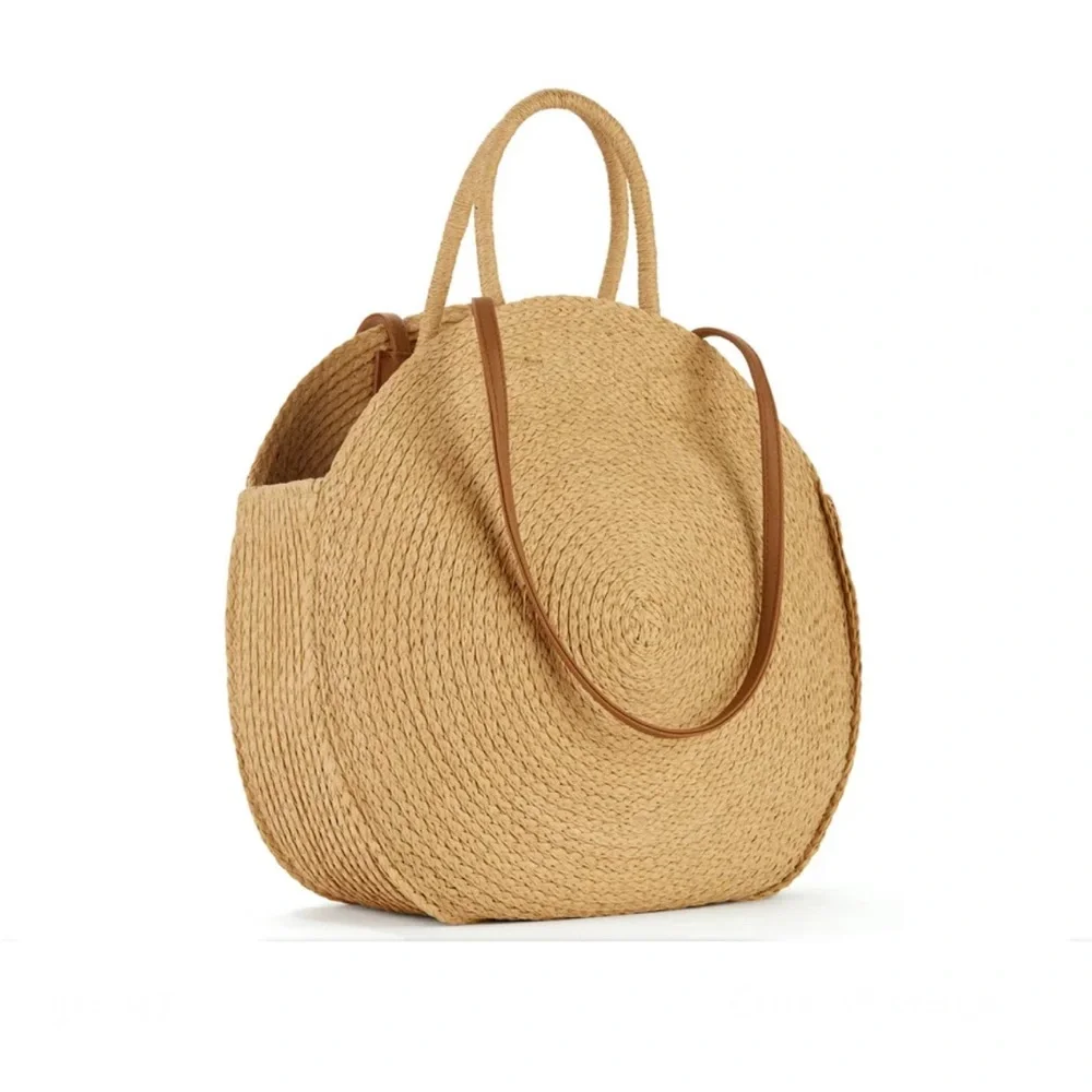 Round Woven Straw Purse Shoulder Bag Boho Summer bag
